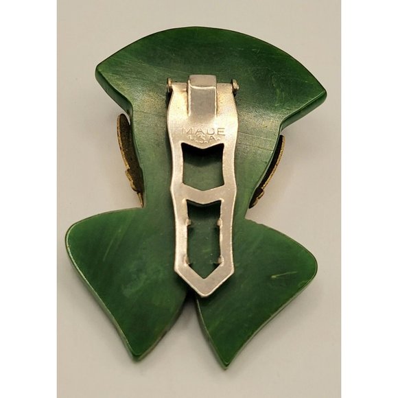 Art Deco Carved Clown Jester Bakelite Dress Clip (A6) - Picture 4 of 5